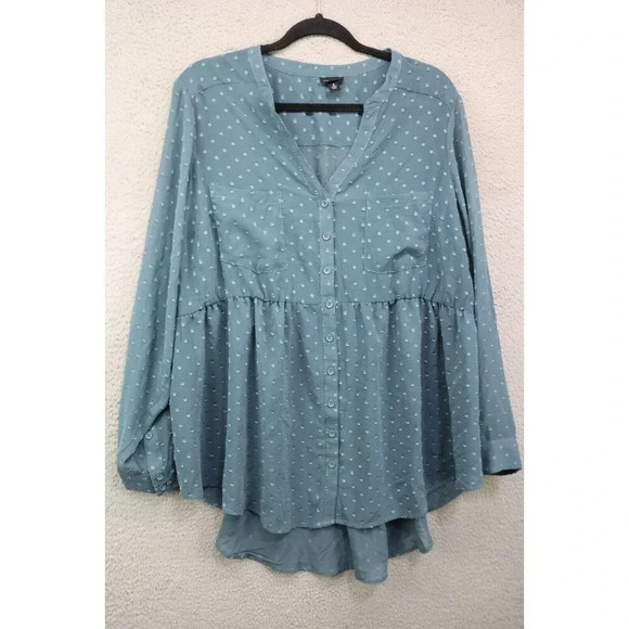 Torrid Semi-Sheer Long Puff Sleeves Tunic-Size 2X-Button Down-Hi-Lo - Picture 1 of 8